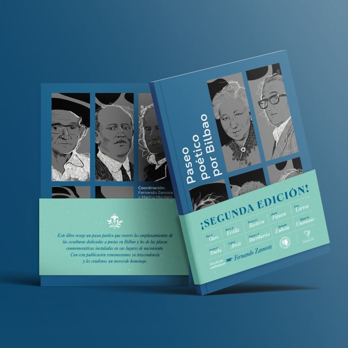 Portada del libro "Paseo Poético por Bilbao", con faja promocional.